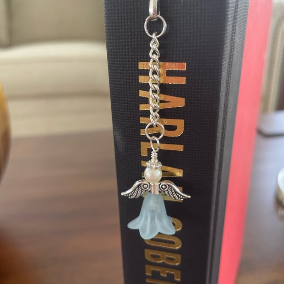 Handmade Blue with Pearl Angel Fairy Bookmark with Silver Tone Hook - ideal Gift - Picture 3 of 7